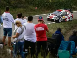  ?? (Photo EPA/MAXPPP) ?? Relégué au pied du podium, hier, Sébastien Ogier abordera la finale décisive à Monza avec  points d’avance sur son coéquipier Elfyn Evans.