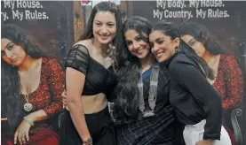  ?? — BIPLAB BANERJEE ?? Actors Gauhar Khan, Vidya Balan and Pallavi Sharda pose during the promotion of their new film in New Delhi on Wednesday.