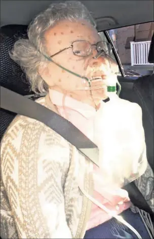  ??  ?? GRANNEQUIN: This old gal, feared trapped in a frigid parked car, is a CPR dummy.