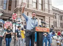  ?? Matthew Busch / Contributo­r file photo ?? Former U.S. Rep. Beto O’Rourke speaks during a voting rights rally at the Texas Capitol in Austin last month.