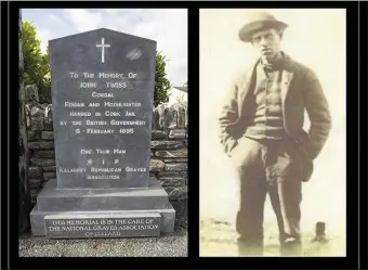  ??  ?? The roadside monument in Ardmona and a photograph of the ill-fated John Twiss c1894 – image courtesy of Paul Dillon.