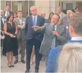  ?? TINA SFONDELES/SUN-TIMES ?? Former White House Chief of Staff Reince Priebus addresses donors at a fundraiser for state House Republican Leader Jim Durkin at the Peninsula Chicago on Tuesday.