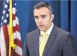  ?? MARLA BROSE/JOURNAL ?? District Attorney Raúl Torrez announces his office will not retry the two former Albuquerqu­e police officers who shot James Boyd after a standoff in March 2014.