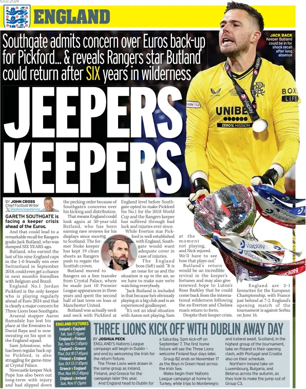  ?? ?? JACK BACK Keeper Butland could be in for shock recall after long absence