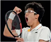  ??  ?? Chung Hyeon en route to his 7- 6 ( 4), 7- 5, 7- 6 ( 3) win. — AP