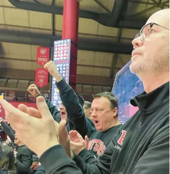  ?? COURTESY ?? Tim Pikiell celebrates during the Rutgers-michigan game at Jersey Mike’s Arena on Feb. 23.