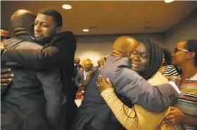  ?? Rose Baca / Associated Press ?? Odell Edwards and Charmaine Edwards, parents of Jordan Edwards, react to a guilty of murder verdict during the trial of fired police officer Roy Oliver.