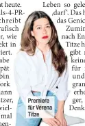  ?? ?? Premiere für Verena Titze