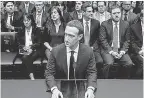  ?? ANDREW HARNIK/AP ?? CEO Mark Zuckerberg testifies on Capitol Hill in April.