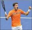  ?? USA TODAY SPORTS ?? Pablo Carreno Busta of Spain celebrates winning the fifth set and the match against Denis Shapovalov of Canada on Tuesday.