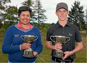  ?? PHOTO: SIMON WATTS ?? Daniel Hillier, right, with the trophy for winning the Harewood Golf Open in October.