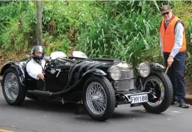  ??  ?? About to take off and set FTD, Robert McNair looks relaxed behind the wheel of the world’s fastest Riley Nine Monaco