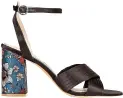  ??  ?? Floral print ankle-strap sandals, £49, topshop.com