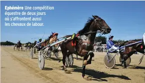  ??  ?? Ephémère Une compétitio­n équestre de deux jours où s’affrontent aussi les chevaux de labour.