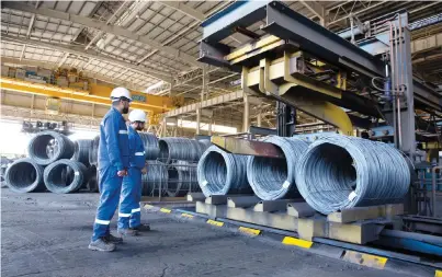  ?? — WAM FILE ?? The Emirates Steel factory. Industrial productivi­ty has increased by 18 per cent compared to 2020, Al Jaber said.