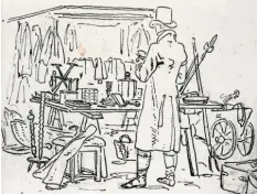  ??  ?? Josef Ignaz Hörmann skizzierte vor über 200 Jahren einen Verkaufsst­and auf dem Trödelmark­t.
