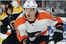  ?? MICHAEL DWYER – THE ASSOCIATED PRESS ?? Flyers forward Travis Konecny hasn’t scored a goal in nearly three weeks. But he says he’s only trying to play the right way and the points will ‘eventually’ come.