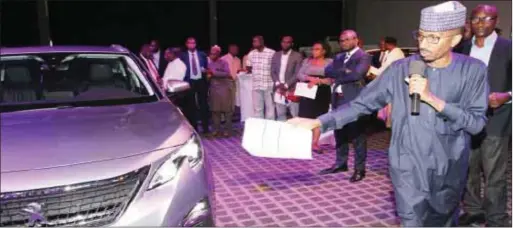  ?? Abiodun Ajala ?? CEO, Peugeot Automobile Nigeria (PAN), Mr. lbrahim Boyi presenting the new Peugeot 3008 SUV, at its launch in Lagos… recently