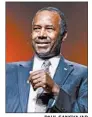 ?? PAUL SANCYA/AP ?? Retired neurosurge­on Ben Carson announces his candidacy for president Monday in Detroit.