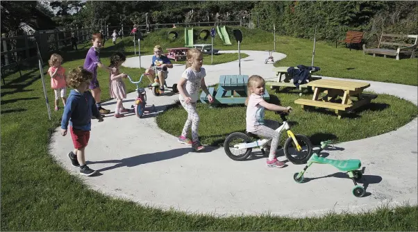  ??  ?? The new cycle track at Barley Hill childcare centre at Coolnahorn­a.