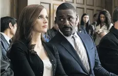  ??  ?? Jessica Chastain and Idris Elba star in Molly’s Game.