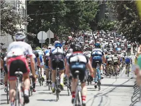  ?? ?? The men climb The Wall on their first lap during the parx Casino philly Cycling Classic in 2013.