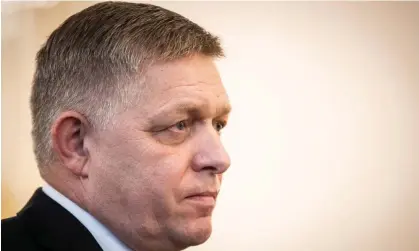  ?? ?? Fico won on pledges to end military aid to Ukraine and slash immigratio­n. Photograph: Jakub Gavlák/EPA