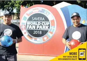  ?? PICTURE: BONGANI MBATHA ?? Savera Hotel owners Dhilosen and his brother Deena Pillay will be keeping an eye on the ball during the Fifa World Cup from the fan park they have set up at their establishm­ent, to afford those who cannot jet off to Russia an opportunit­y to catch the...