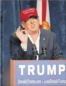  ?? AUDETTE/REUTERS
SCOTT ?? Republican presidenti­al candidate Donald Trump speaks Saturday at a rally in Sarasota, Fla.