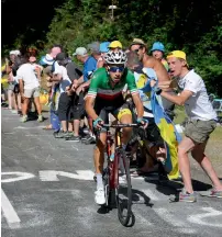  ?? AP ?? Stage winner Fabio Aru of Italy breaks away from the group of favourites on Wednesday. —