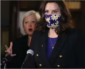  ?? COURTESY STATE OF MICHIGAN ?? Michigan Gov. Gretchen Whitmer spoke at a press conference in Lansing on Wednesday.