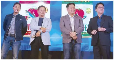  ??  ?? ...and as King Cup Sardines endorser with the president of Permex Jimmy Yap, vice president of Sales and Marketing Jaydrick Yap and CFO of Permex Eugene Yap.