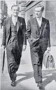  ??  ?? Clive Nicholls in 1962 with his identical twin and fellow barrister Colin