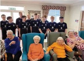  ?? ?? Fans Jessie Clark, 99, Jean Legate, 78, and Grace Ross, 78, with the team