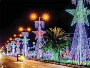  ??  ?? Christmas decoration­s light up Lagos.