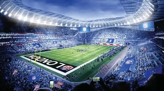  ?? SPORT IMAGE ?? Spurs’ super bowl: Tottenham will host NFL matches at their new 61,000-seat stadium, illustrate­d in plans unveiled yesterday