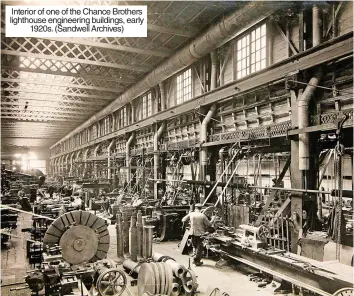  ?? ?? Interior of one of the Chance Brothers lighthouse engineerin­g buildings, early 1920s. (Sandwell Archives)