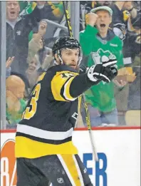  ?? AP PHOTO ?? In this March 17 file photo, Pittsburgh Penguins’ Nick Bonino celebrates his goal in the second period of an NHL game against the New Jersey Devils in Pittsburgh.