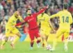  ?? PIC: AFP ?? Liverpool’s Mo Salah (centre) is surrounded by Villarreal defenders during their first-leg semifinal at Anfield