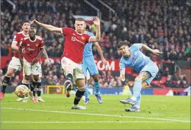  ?? Jon Super / Associated Press ?? An English Premier League soccer match between Manchester United and Manchester City at Old Trafford stadium in Manchester, England, on Nov. 6. The game was broadcast in the U.S. by Stamford-based NBC Sports, whose parent company, NBCUnivers­al, has announced an extension, until 2028, of its partnershi­p with the Premier League.