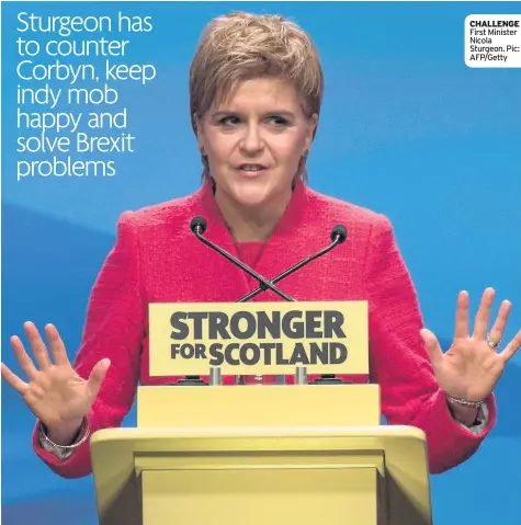  ??  ?? CHALLENGE First Minister Nicola Sturgeon. Pic: AFP/Getty