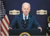  ?? DREW ANGERER/GETTY ?? President Joe Biden speaks Thursday at the White House about the U.S. response to recent takedowns of four objects discovered flying over American airspace.