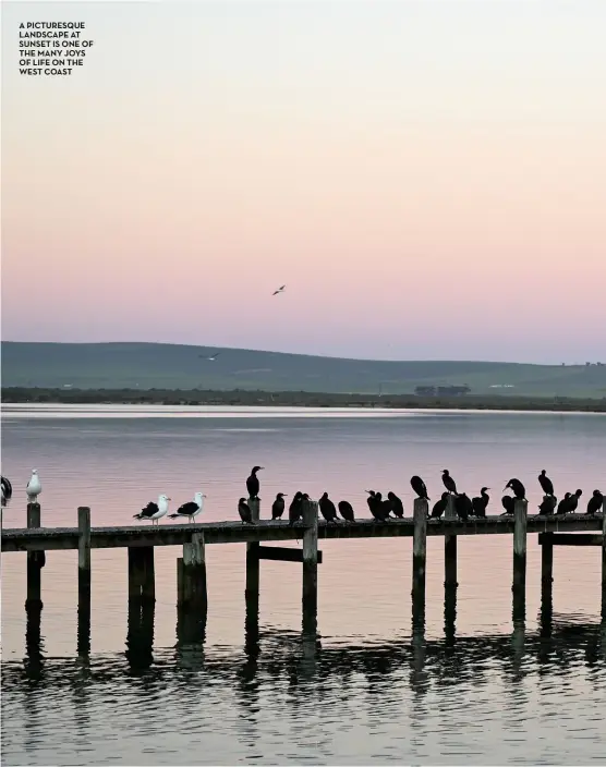  ??  ?? a picturesqu­e landscape at sunset is one of the many joys of life on the west coast