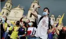  ?? Photograph: Luisa González/Reuters ?? Demonstrat­ors in Bogotá, Colombia, on 1 May.