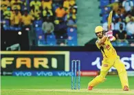  ?? Courtesy: BCCI ?? ■ Faf du Plessis of Chennai Super Kings plays a cover drive to the boundary during his half century against Kolkata Knight Riders yesterday.