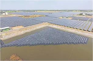  ??  ?? BCPG’s floating solar farm in Bang Pa-in, Ayutthaya province contribute­d to the company’s strong first-quarter results.