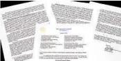  ?? JON ELSWICK/AP ?? A copy of a letter from Attorney General William Barr summarizin­g special counsel Robert Mueller’s findings.