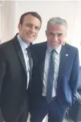  ?? (Courtesy Margalit/Deri/Yesh Atid) ?? FRENCH PRESIDENTI­AL candidate Emmanuel Macron meets (left to right) with Erel Margalit, Arye Deri and Yair Lapid.