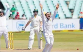  ?? REUTERS ?? ▪ Australia captain Steve Smith was trapped lbw for 38 by parttime spinner Dean Elgar on Saturday. This was the first time in six innings that Smith hadn’t crossed 50. AUSTRALIA 2ND INN