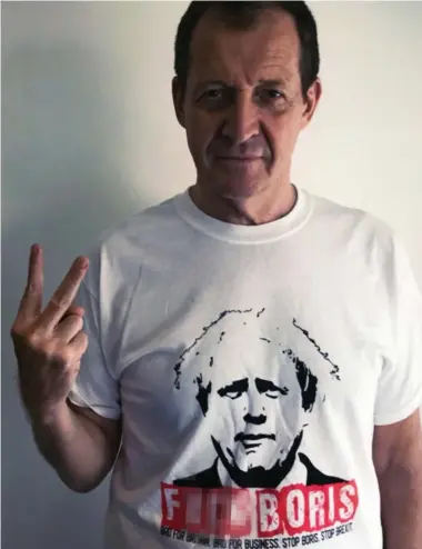  ??  ?? Gesture politics: Alastair Campbell posted a photo of himself in a crude anti-Boris T-shirt